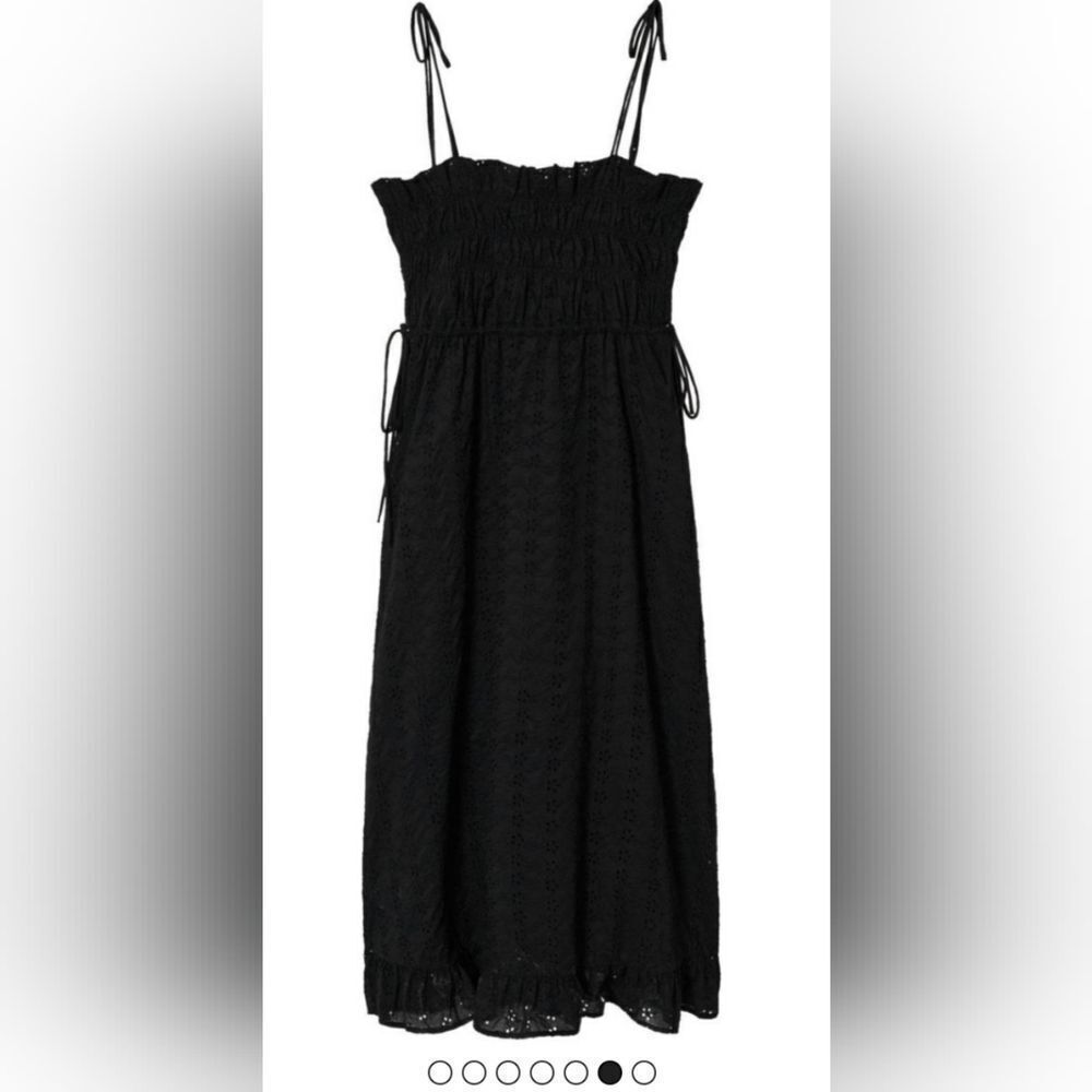 Mango Black Open Work Eyelet Halter with Ruffle Hem Dress - Picture 5 of 12